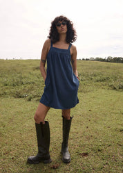 AFENDS PALMER MINI DRESS RECYCLED COTTON BABYDOLL INK