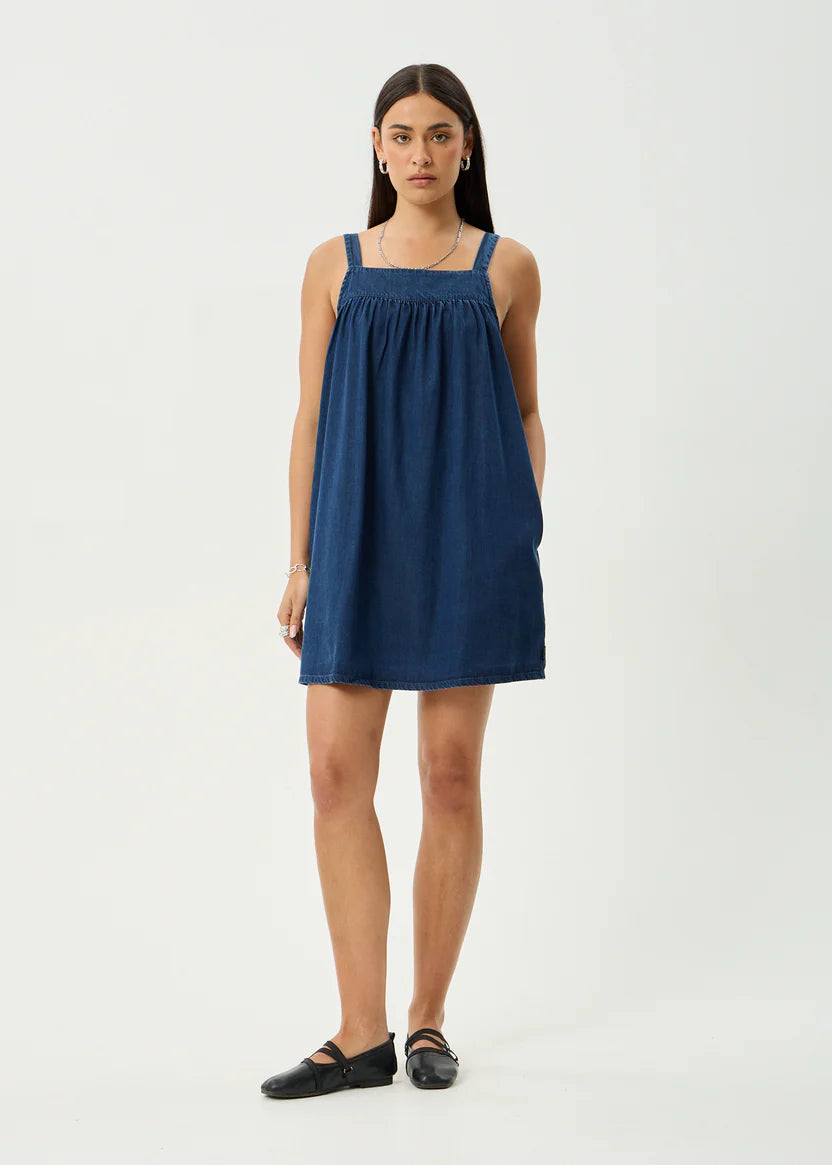 AFENDS PALMER MINI DRESS RECYCLED COTTON BABYDOLL INK