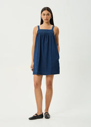 AFENDS PALMER MINI DRESS RECYCLED COTTON BABYDOLL INK