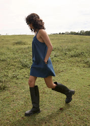 AFENDS PALMER MINI DRESS RECYCLED COTTON BABYDOLL INK