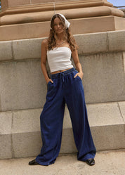 AFENDS PALMER WIDE LEG PANT RECYCLED COTTON LYOCELL INK