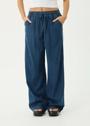 AFENDS PALMER WIDE LEG PANT RECYCLED COTTON LYOCELL INK