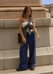 AFENDS PALMER WIDE LEG PANT RECYCLED COTTON LYOCELL INK