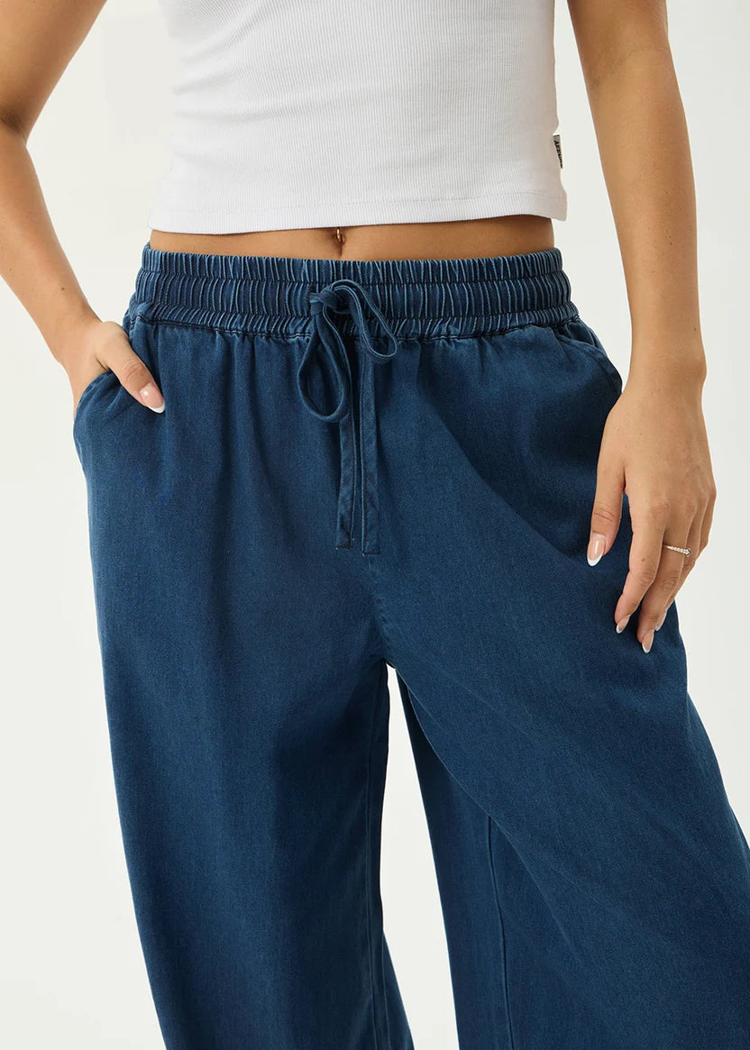 AFENDS PALMER WIDE LEG PANT RECYCLED COTTON LYOCELL INK