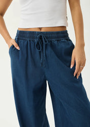 AFENDS PALMER WIDE LEG PANT RECYCLED COTTON LYOCELL INK