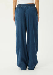 AFENDS PALMER WIDE LEG PANT RECYCLED COTTON LYOCELL INK