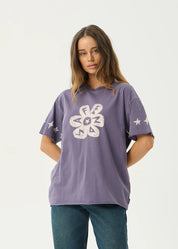 AFENDS RAVEN OVERSIZED TEE RECYCLED COTTON VINTAGE AUBERGINE
