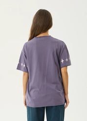 AFENDS RAVEN OVERSIZED TEE RECYCLED COTTON VINTAGE AUBERGINE