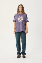AFENDS RAVEN OVERSIZED TEE RECYCLED COTTON VINTAGE AUBERGINE