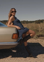 AFENDS SAMMY SEERSUCKER MINI DRESS – THEA MIDNIGHT CHECK