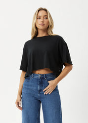 AFENDS SLAY CROPPED OVERSIZED TEE HEMP COTTON BLACK