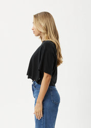 AFENDS SLAY CROPPED OVERSIZED TEE HEMP COTTON BLACK