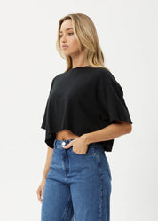 AFENDS SLAY CROPPED OVERSIZED TEE HEMP COTTON BLACK