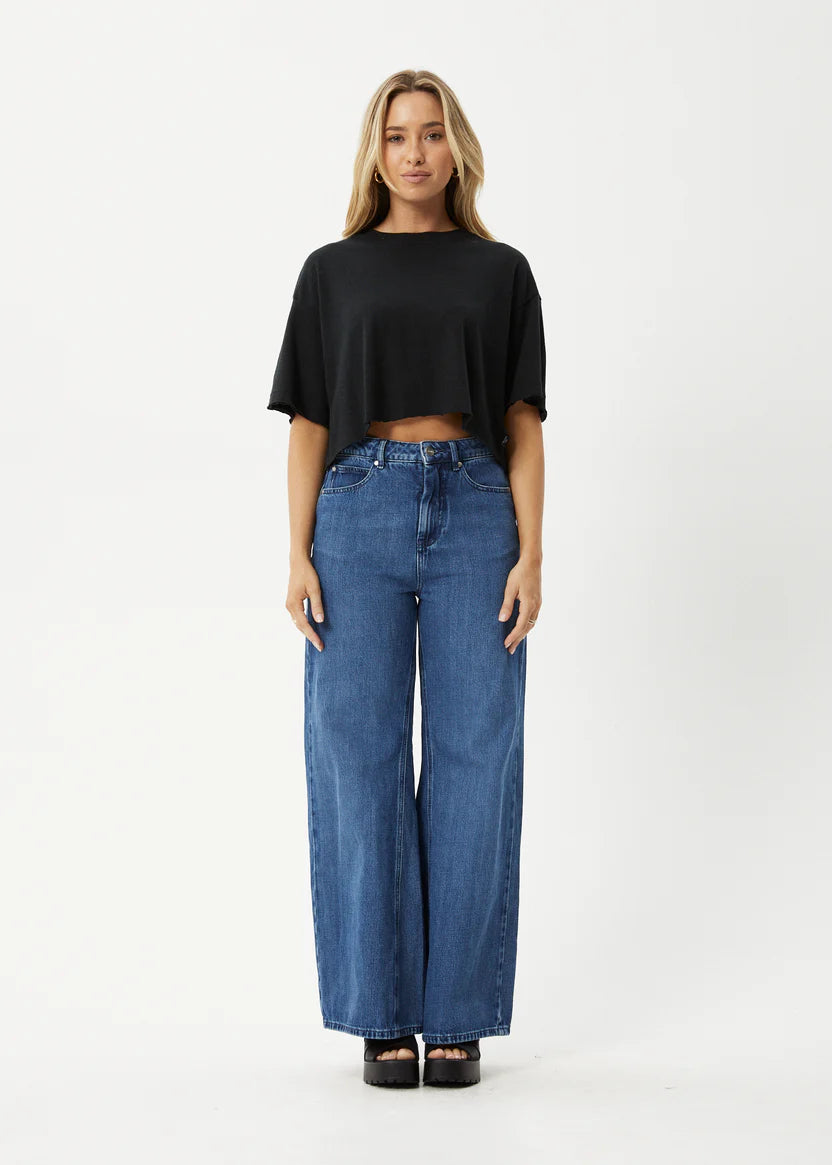 AFENDS SLAY CROPPED OVERSIZED TEE HEMP COTTON BLACK