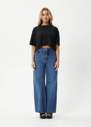 AFENDS SLAY CROPPED OVERSIZED TEE HEMP COTTON BLACK
