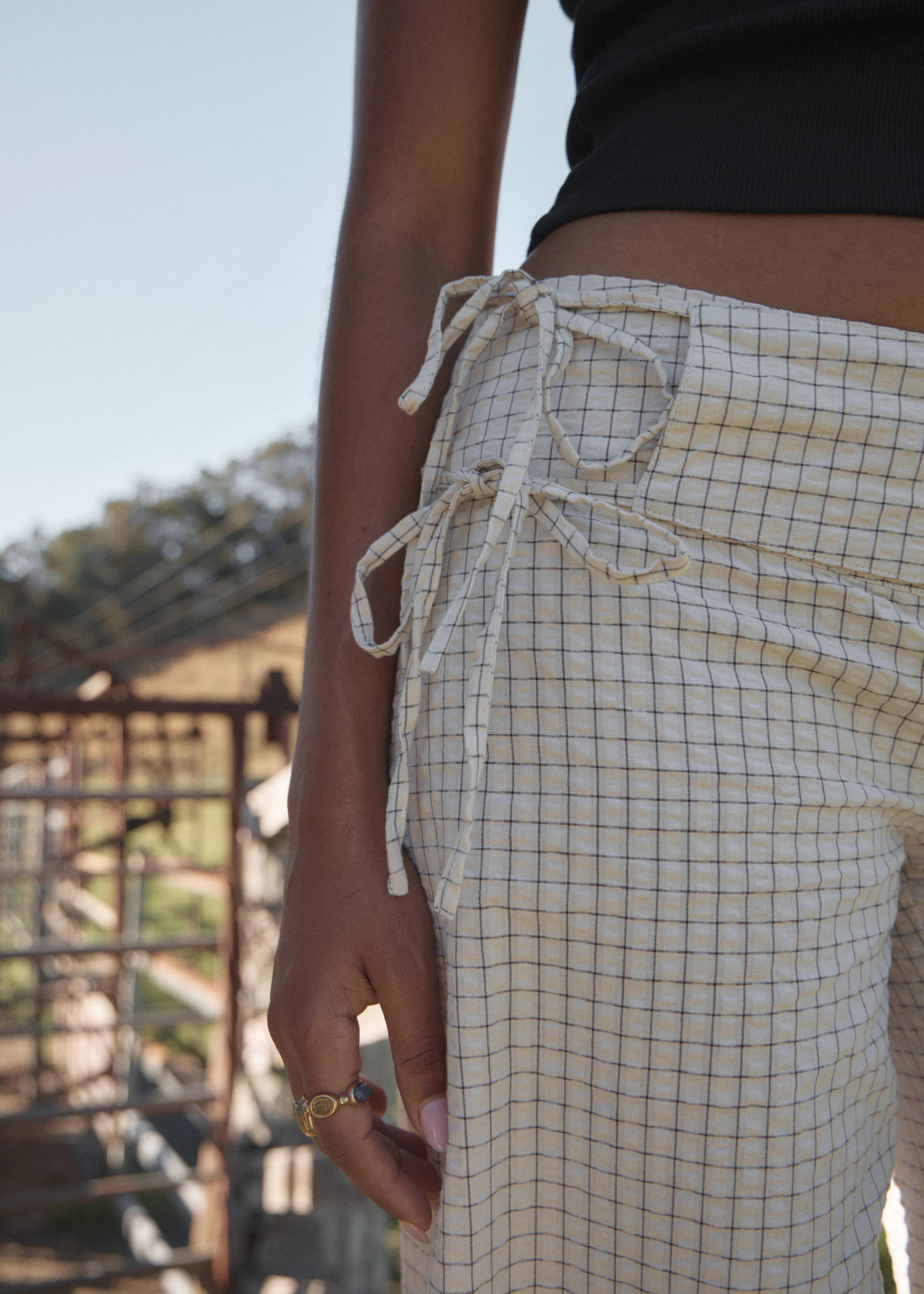 AFENDS SOFIA WIDE LEG PANT – REVERB MOONBEAM CHECK