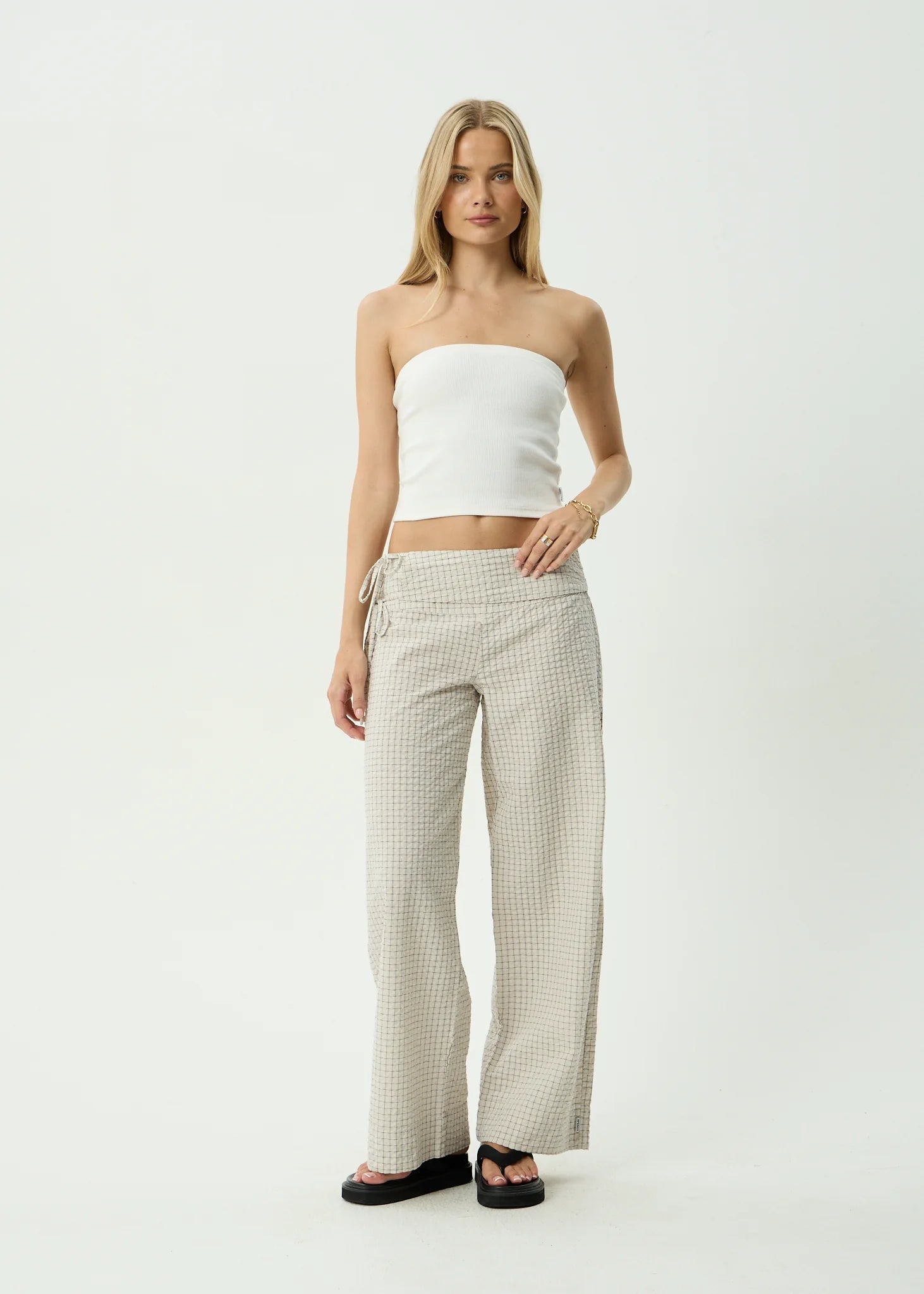 AFENDS SOFIA WIDE LEG PANT – REVERB MOONBEAM CHECK