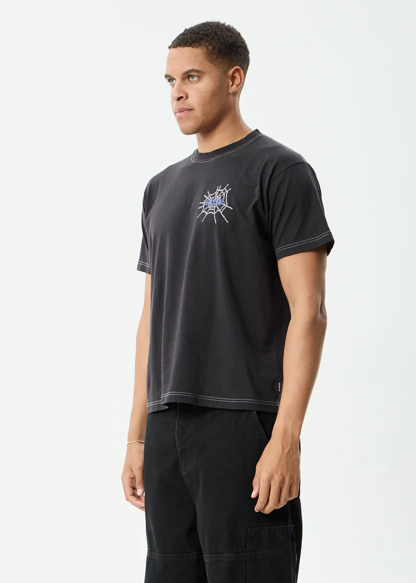 AFENDS TANGLED BOXY TEE MEN’S RECYCLED COTTON STREETWEAR T SHIRT STONE BLACK