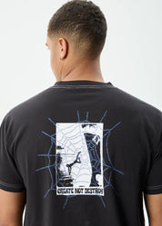AFENDS TANGLED BOXY TEE MEN’S RECYCLED COTTON STREETWEAR T SHIRT STONE BLACK