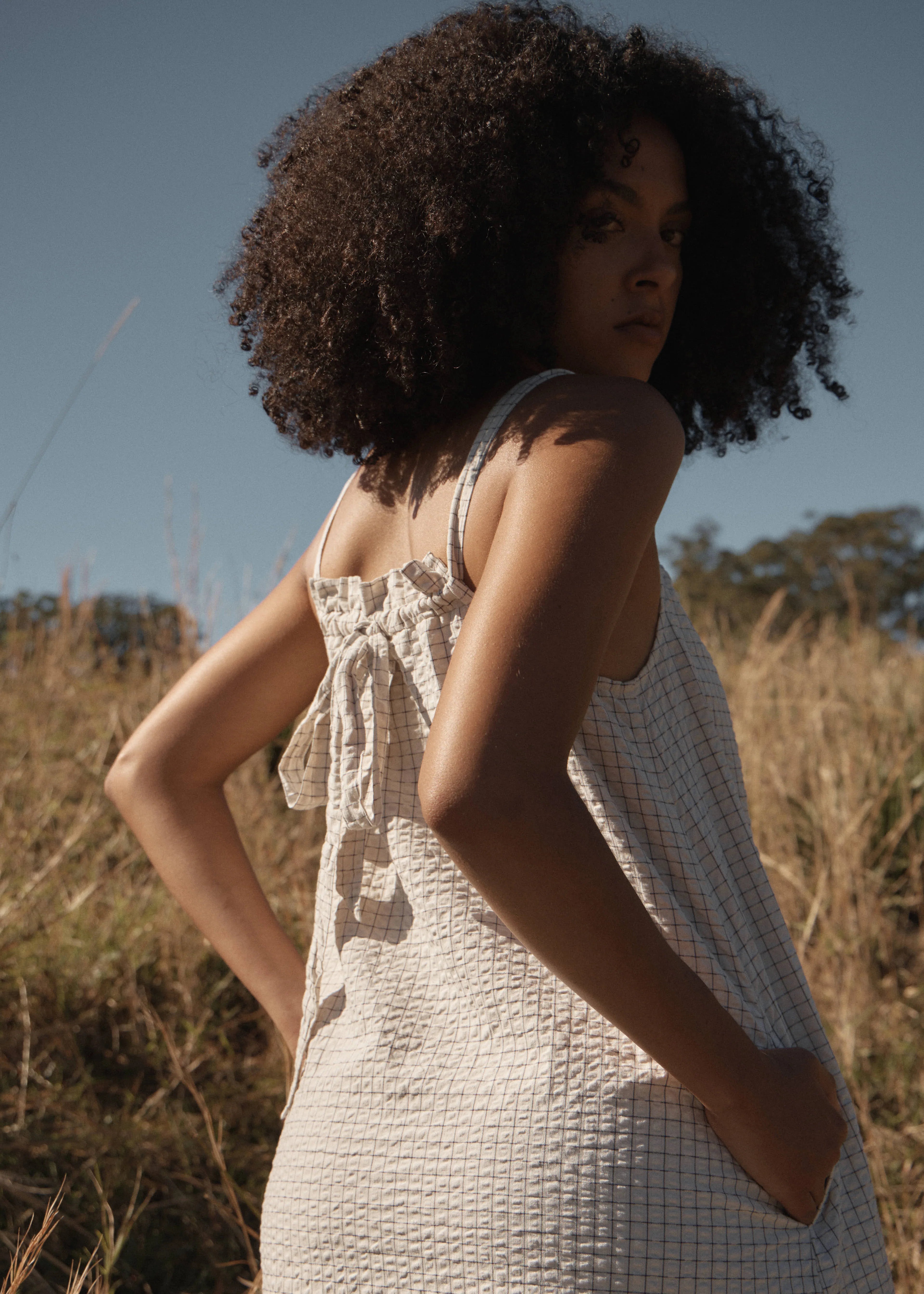 AFENDS VANIA SEERSUCKER MAXI DRESS – REVERB MOONBEAM CHECK