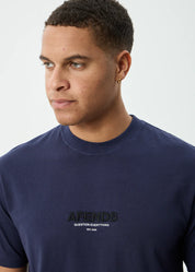 AFENDS VINYL RETRO TEE MEN’S RECYCLED ORGANIC COTTON STREETWEAR T SHIRT WASHED DEEP SEA