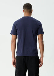 AFENDS VINYL RETRO TEE MEN’S RECYCLED ORGANIC COTTON STREETWEAR T SHIRT WASHED DEEP SEA