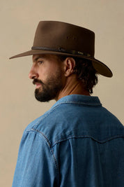 AKUBRA CATTLEMAN HAT IN FAWN - WIDE BRIM OUTBACK HAT