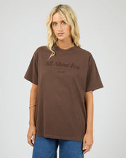 ALL ABOUT EVE AAE TIMELESS TEE WOMENS BASIC T SHIRT BROWN