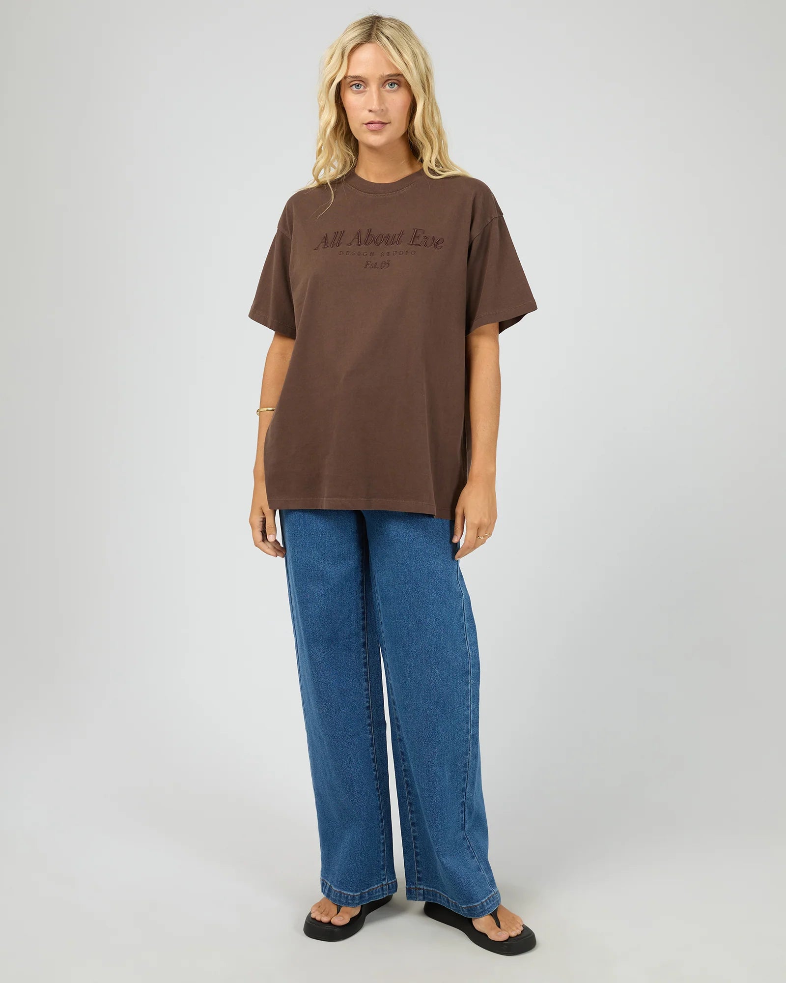 ALL ABOUT EVE AAE TIMELESS TEE WOMENS BASIC T SHIRT BROWN