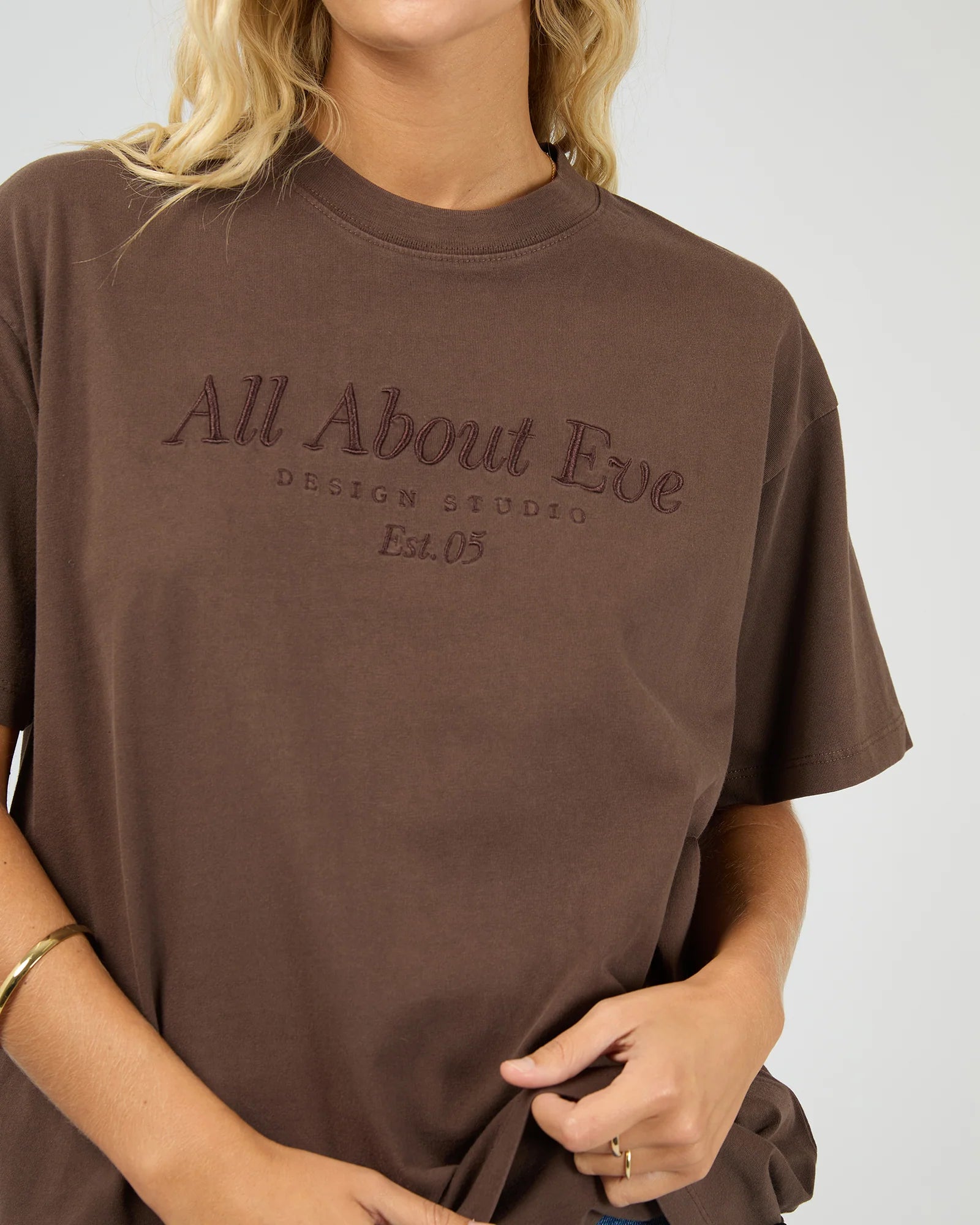 ALL ABOUT EVE AAE TIMELESS TEE WOMENS BASIC T SHIRT BROWN