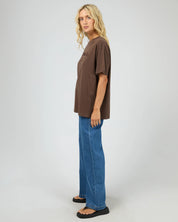 ALL ABOUT EVE AAE TIMELESS TEE WOMENS BASIC T SHIRT BROWN
