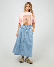 ALL ABOUT EVE ARLO MAXI SKIRT WOMENS DENIM SKIRT LIGHT BLUE
