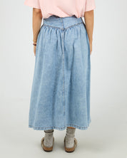 ALL ABOUT EVE ARLO MAXI SKIRT WOMENS DENIM SKIRT LIGHT BLUE