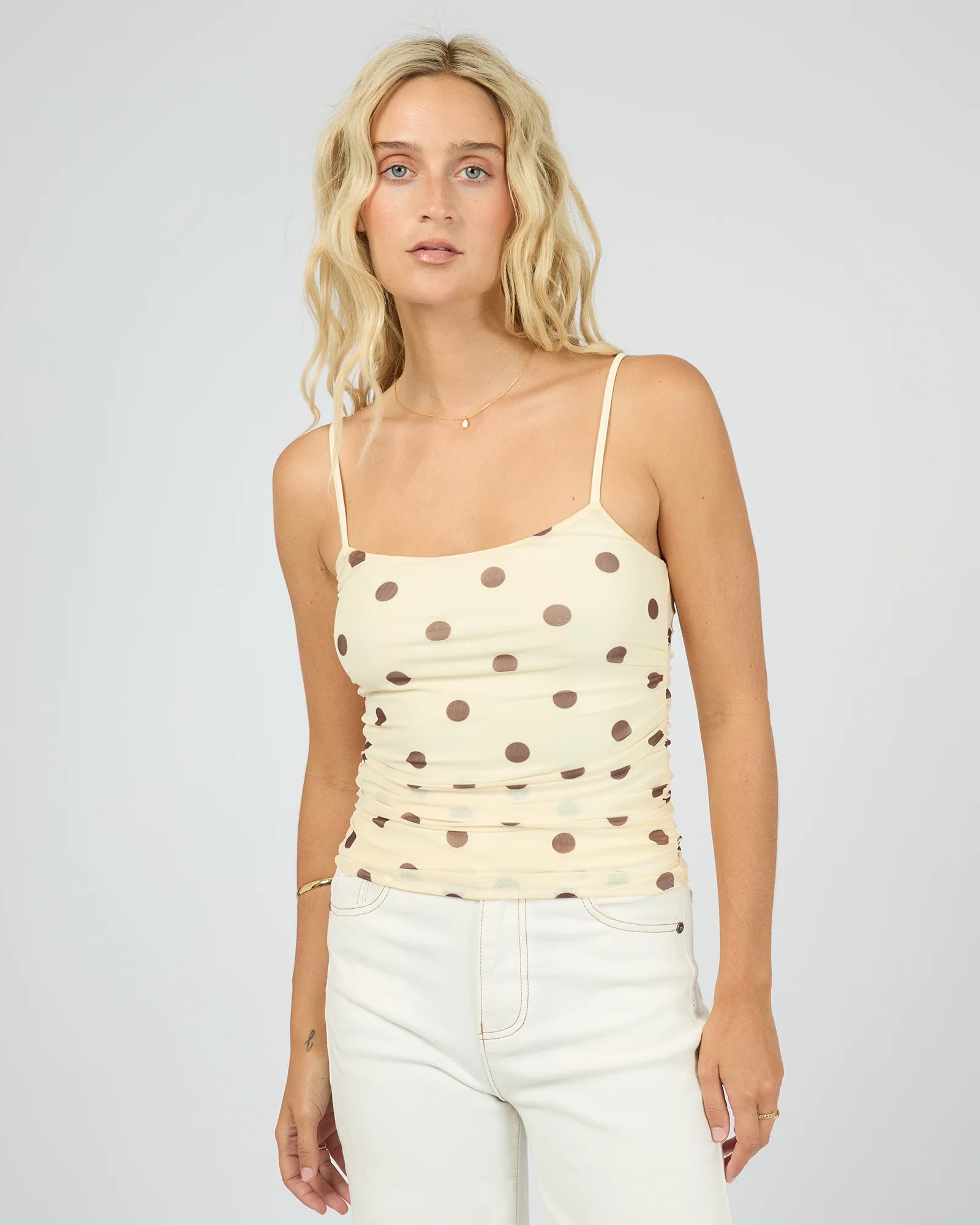 ALL ABOUT EVE CALI POLKA DOT TOP - YELLOW