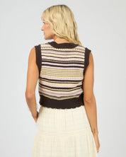 ALL ABOUT EVE FINN VEST WOMENS KNIT VEST CROPPED STRIPE MULTICOLOURED