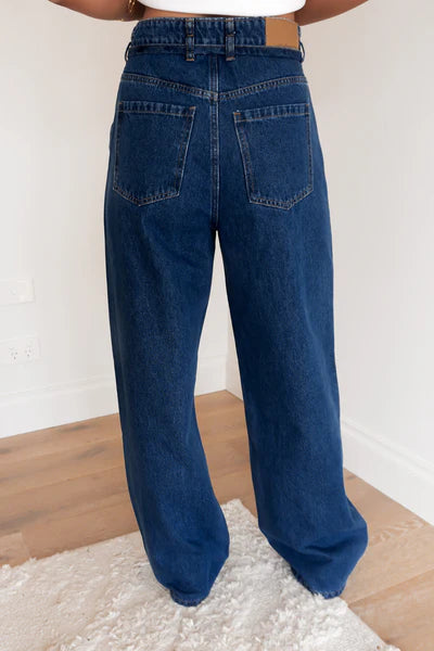 ALL ABOUT EVE GIA HIGH RISE BAGGY JEAN WOMENS DENIM JEANS HERITAGE BLUE