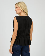 ALL ABOUT EVE HEIDI RUCHED TOP - BLACK