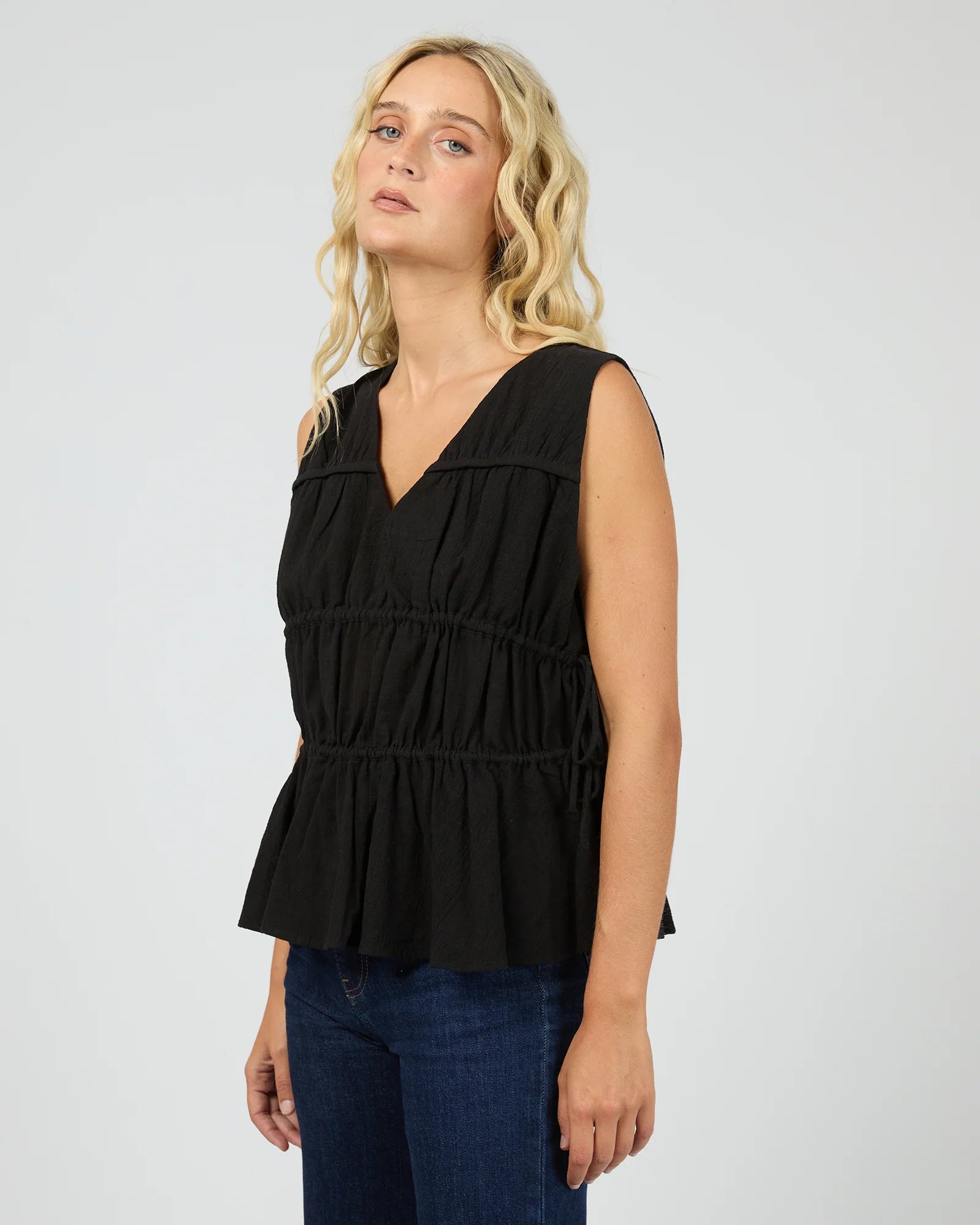 ALL ABOUT EVE HEIDI RUCHED TOP - BLACK