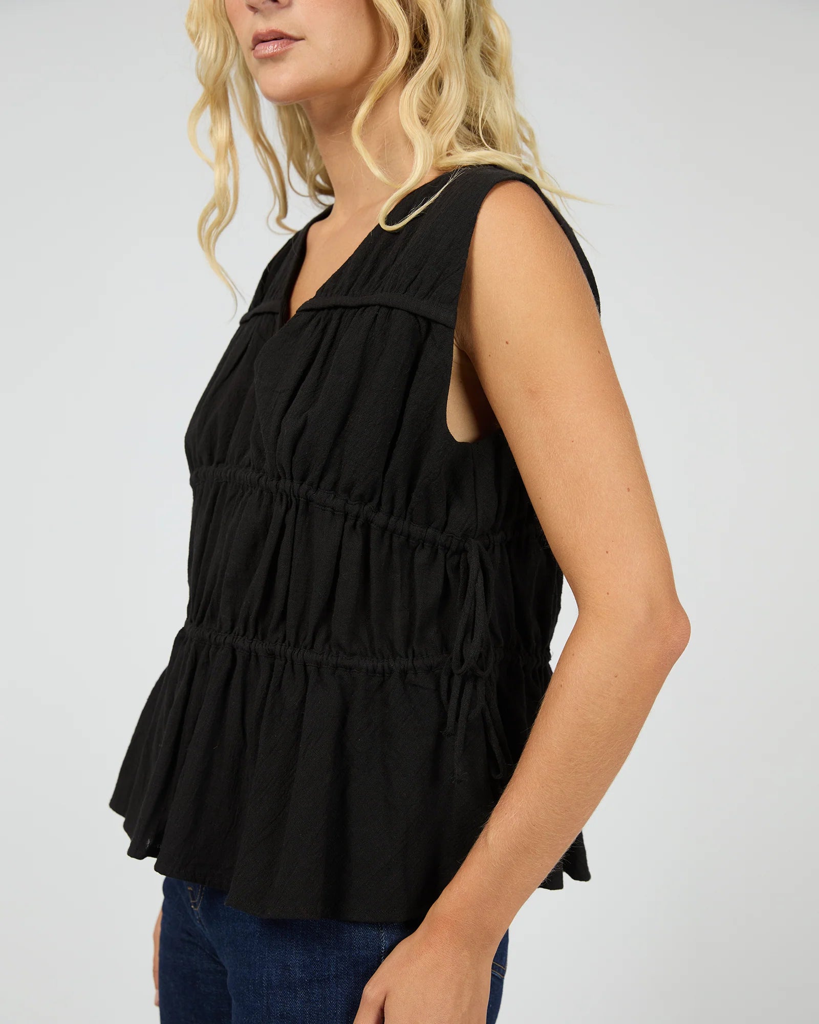 ALL ABOUT EVE HEIDI RUCHED TOP - BLACK