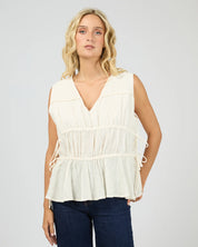 ALL ABOUT EVE HEIDI RUCHED TOP - VINTAGE WHITE