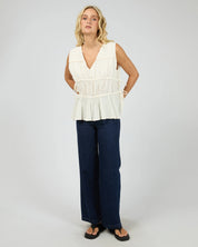 ALL ABOUT EVE HEIDI RUCHED TOP - VINTAGE WHITE