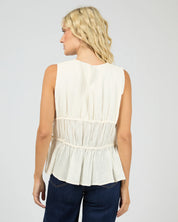 ALL ABOUT EVE HEIDI RUCHED TOP - VINTAGE WHITE