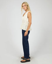 ALL ABOUT EVE HEIDI RUCHED TOP - VINTAGE WHITE