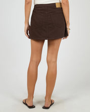 ALL ABOUT EVE LENNI DENIM MINI SKORT - BROWN