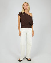ALL ABOUT EVE ORLA OFF THE SHOULDER TOP - BROWN