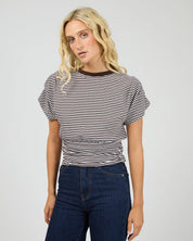 ALL ABOUT EVE PAIGE STRIPE TEE - BROWN