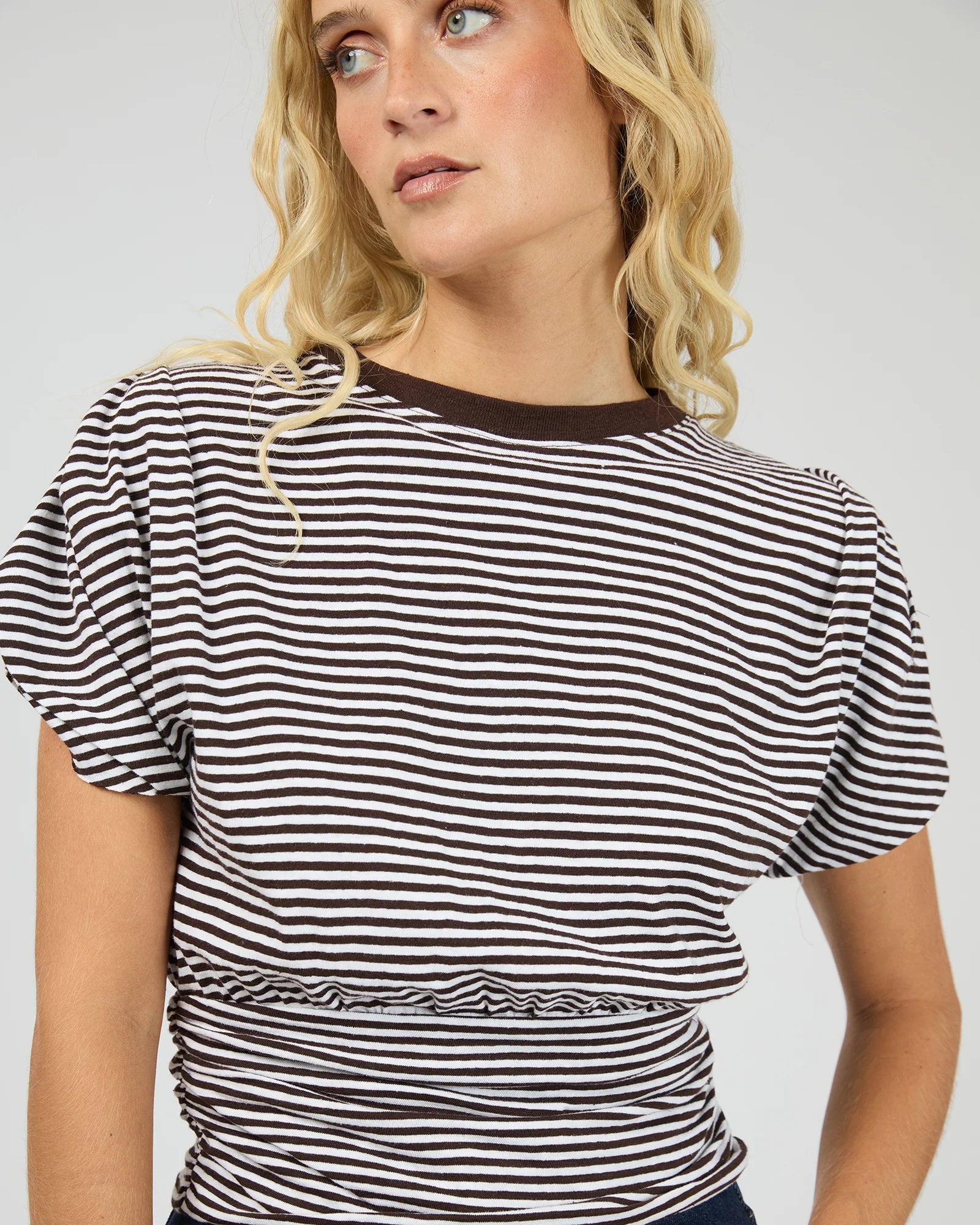 ALL ABOUT EVE PAIGE STRIPE TEE - BROWN