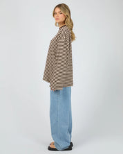 ALL ABOUT EVE PALOMA LONG SLEEVE STRIPE TEE – BROWN