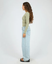 SILENT THEORY RIB LONG SLEEVE TEE WOMENS BASIC TOP FERN