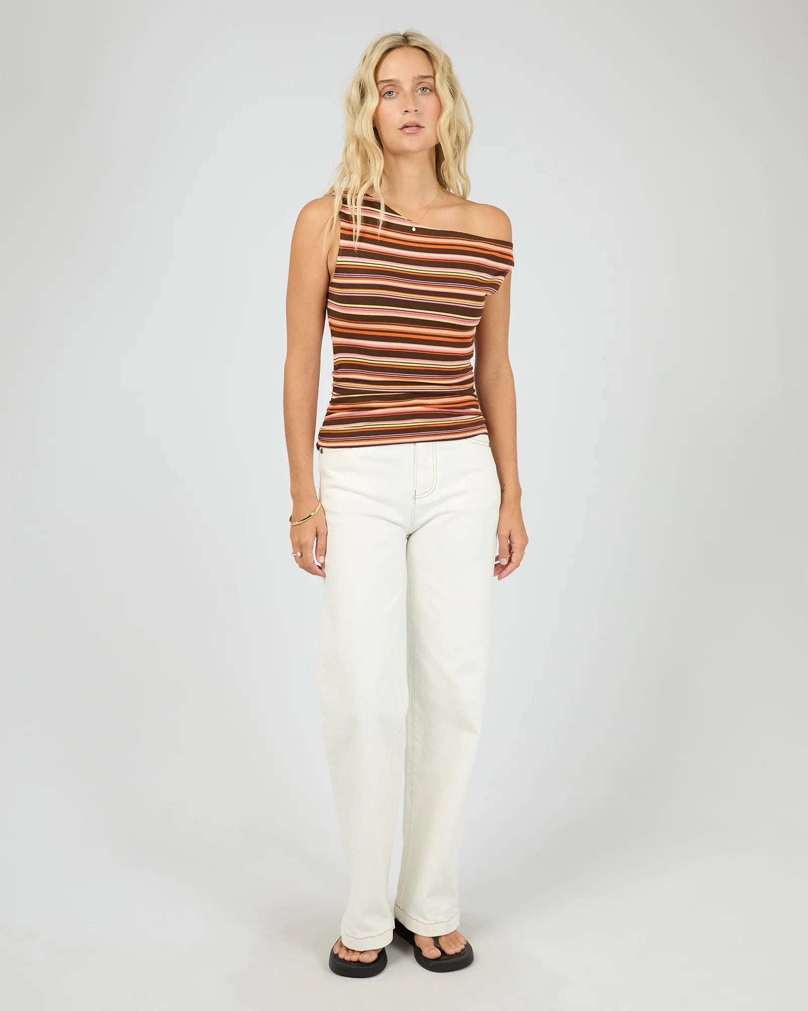 ALL ABOUT EVE SOLEIL OFF THE SHOULDER TOP - SUNSET STRIPE